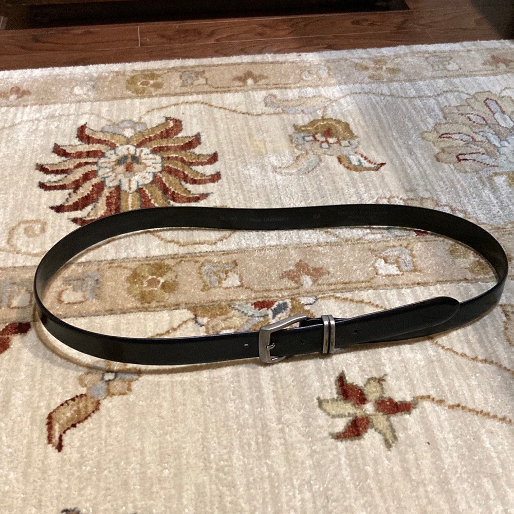 Paul Lawrence Italian made leather SL30 Black Belt double silver tone bu…